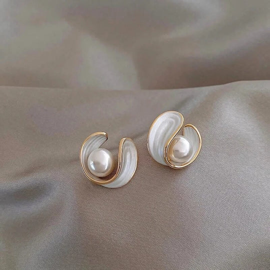 Pearl Accent Gold-Plated Stud Earrings