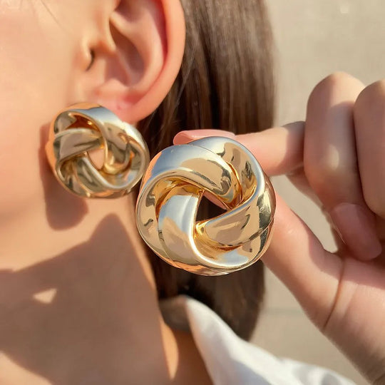 Chunky Twisted Metal Stud Earrings