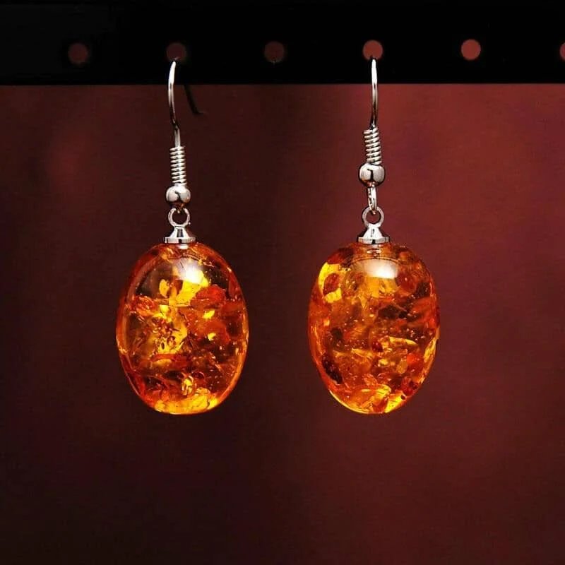Vintage Amber Resin Drop Earrings