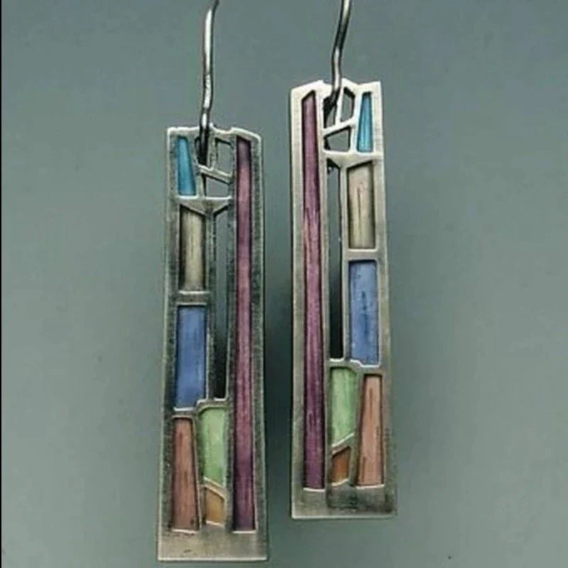 Geometric Sterling Silver Drop Earrings