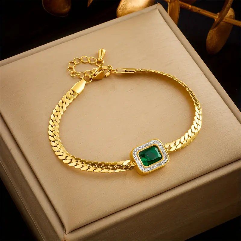 Cuban Chain Emerald Bracelet