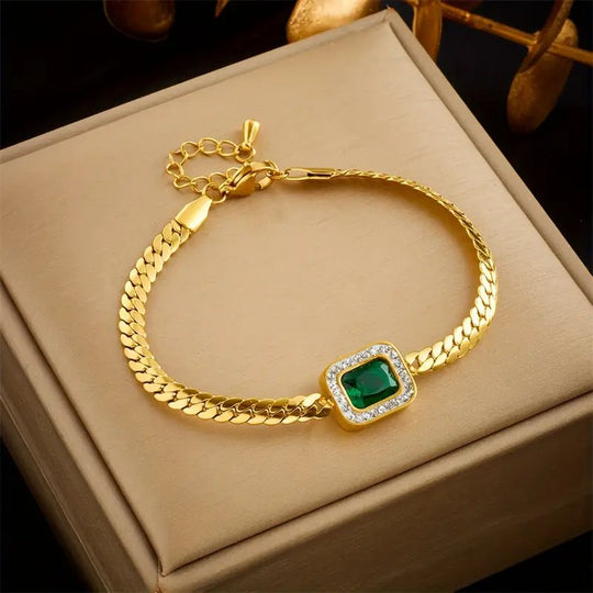 Cuban Chain Emerald Bracelet