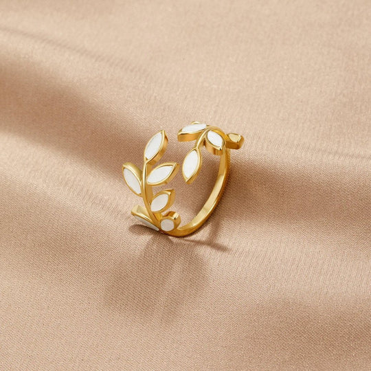 Adjustable Gold-Plated Leaf Wrap Ring