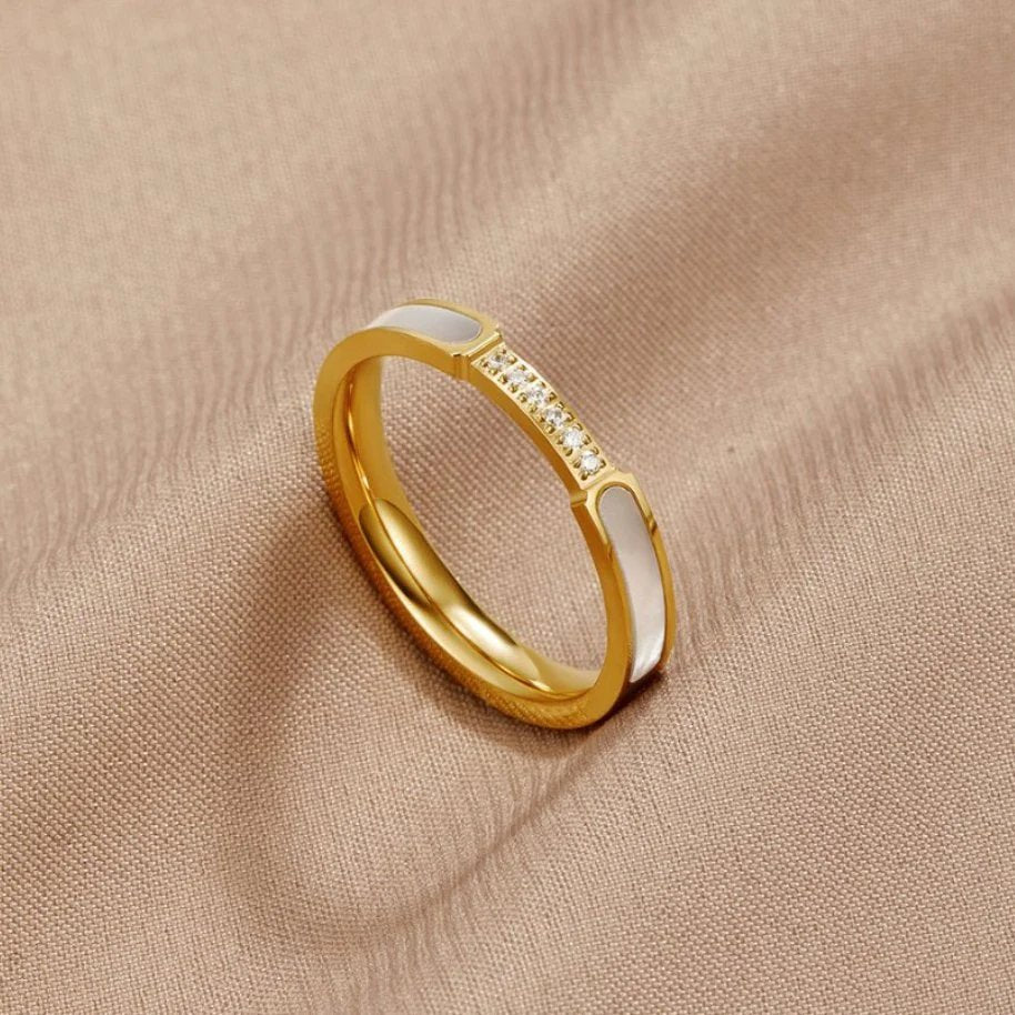 Gold Plated Inlay Band Ring