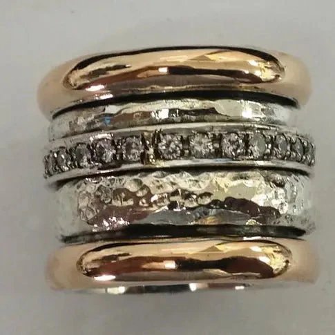 Multi-Band Diamond-Accented Stackable Ring