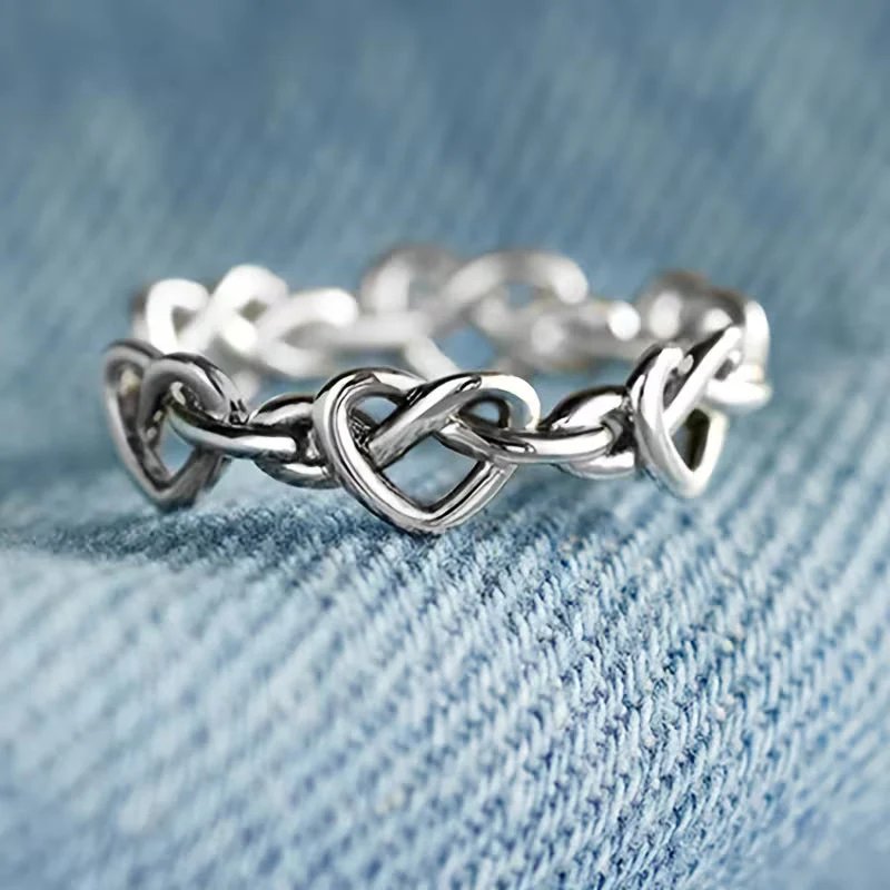 Sterling Silver Interlocked Heart Ring