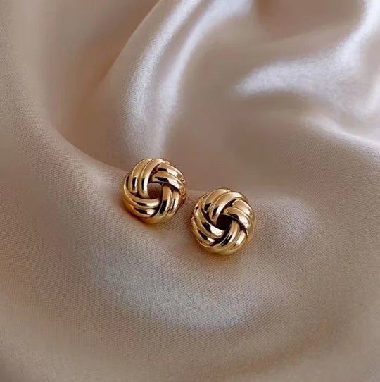 Polished Twisted Knot Stud Earrings