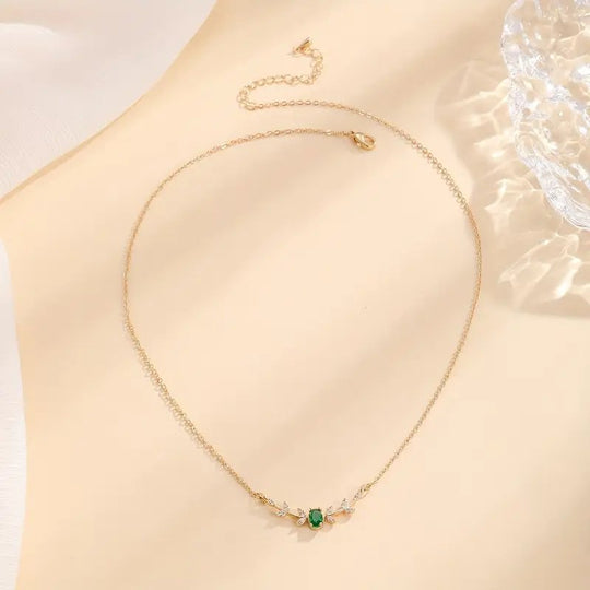 Delicate Chain Emerald Pendant Necklace