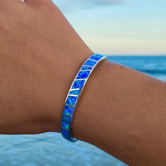 Inlaid Opal Sterling Silver Cuff Bracelet