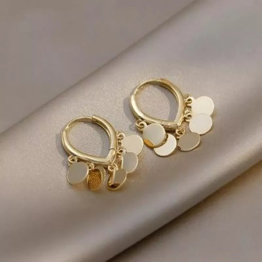 Gold-Plated Dangling Disc Hoops
