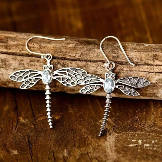 Sterling Silver Dragonfly Drop Earrings