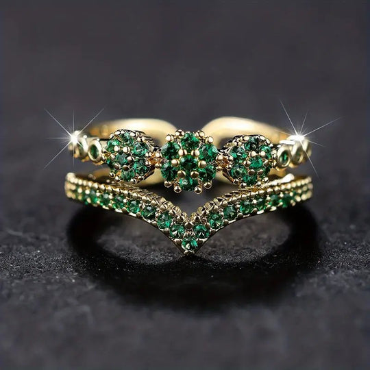 Pavé-Set Emerald Cluster Ring