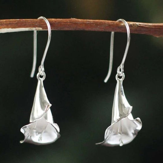 Sterling Silver Lotus Petal Drop Earrings