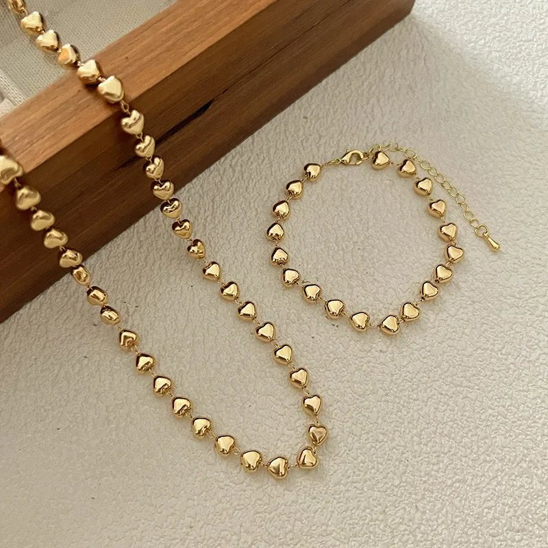 Heart-Shaped Beaded Jewelry Set