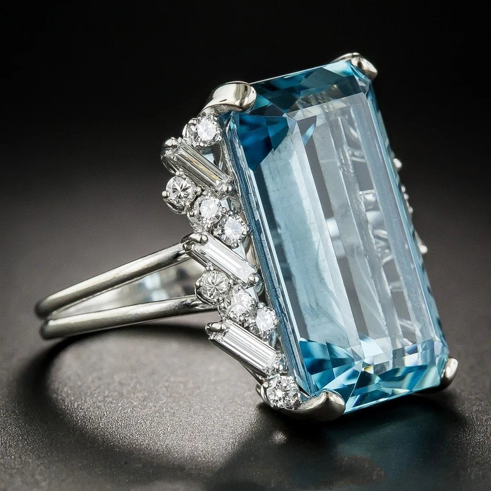 Emerald Cut Sterling Silver Statement Ring