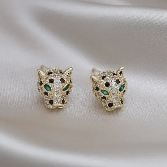 Pavé Leopard Head Stud Earrings