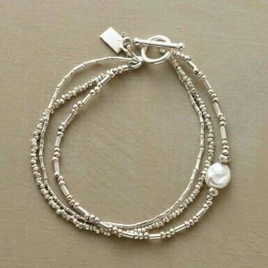 Multi-Strand Silver-Tone Pearl Beaded Bracelet Set