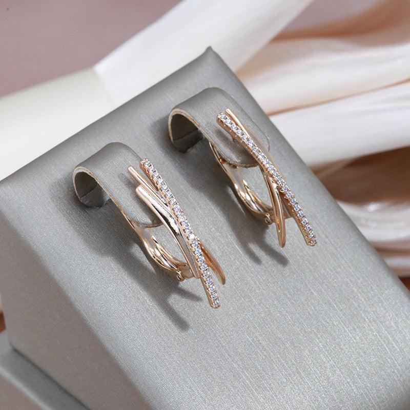 Embellished Gold Feather Stud Earrings