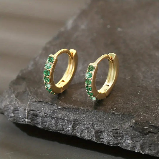 Pavé Stone Huggie Hoop Earrings