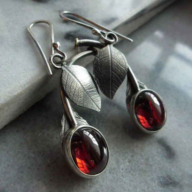 Leaf-Textured Sterling Silver Drop Earrings