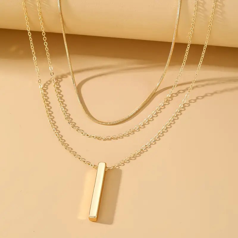 Multi-Layer Chain Bar Pendant Necklace