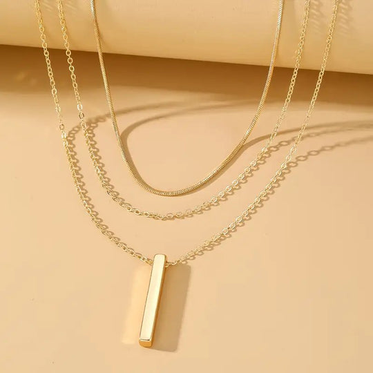 Multi-Layer Chain Bar Pendant Necklace