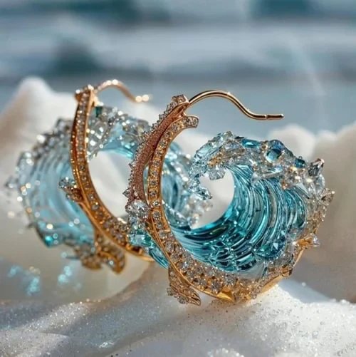 Wave-Inspired Embellished Hoop Earrings
