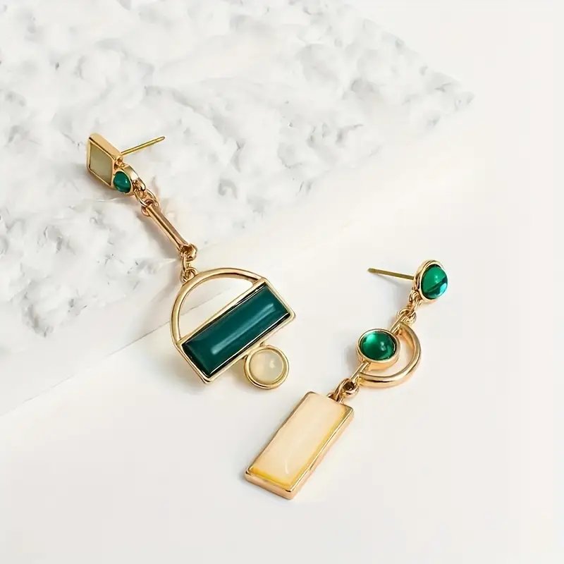 Gold-Plated Geometric Chain Drop Earrings
