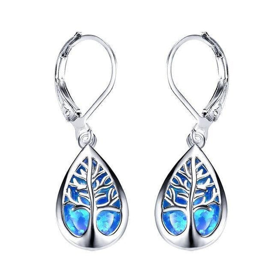 Sterling Silver Tree of Life Leverback Earrings
