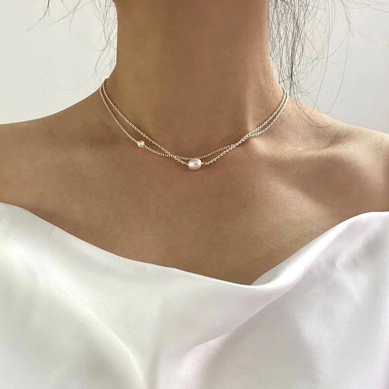 Double Layer Freshwater Pearl Chain