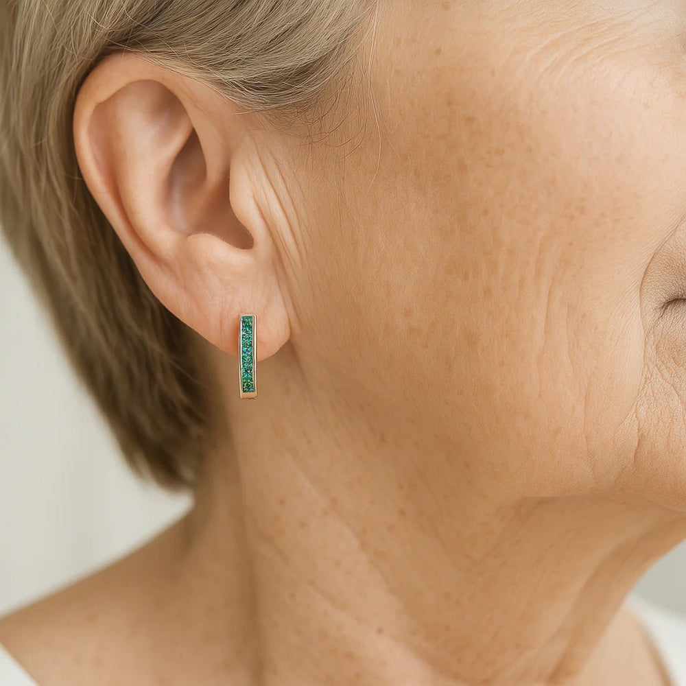 Channel-Set Emerald Gold Hoop Earrings