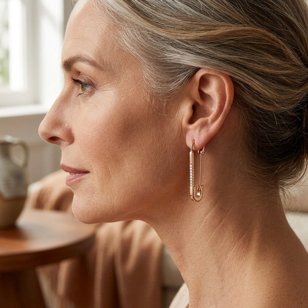 Diamond-Accented Hinged Hoop Earrings