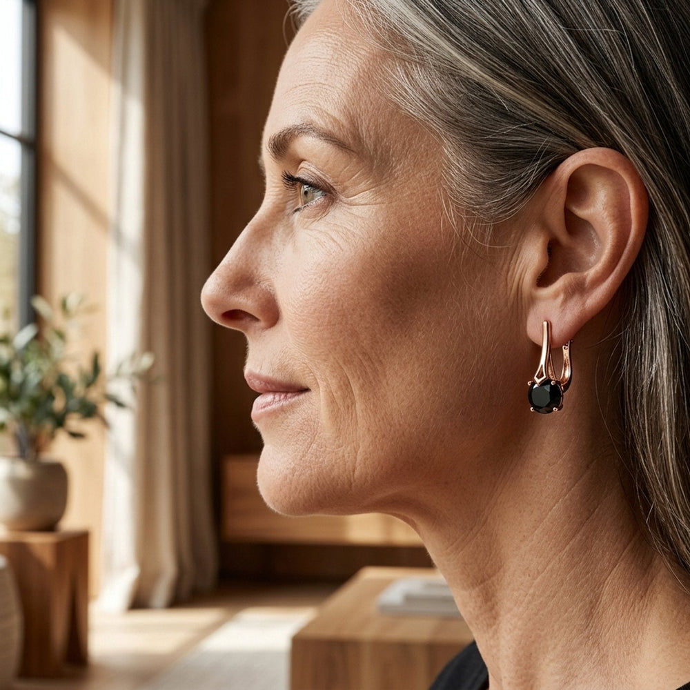 Gold Prong-Set Drop Earrings