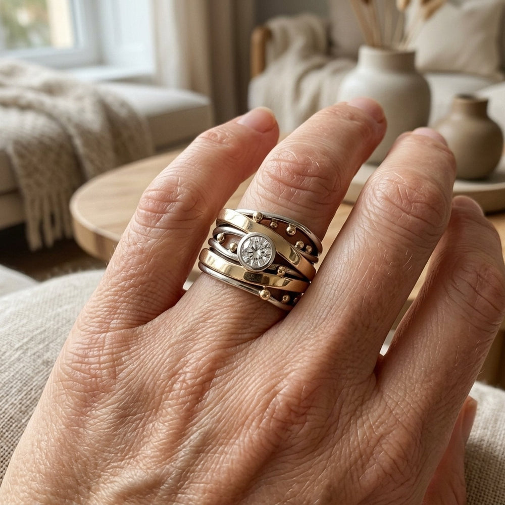 Multi-Band Bezel Set Diamond Ring