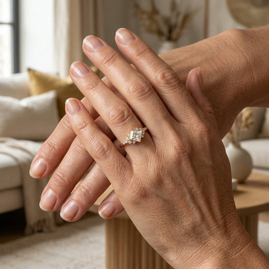 Square Cut Gold Solitaire Ring