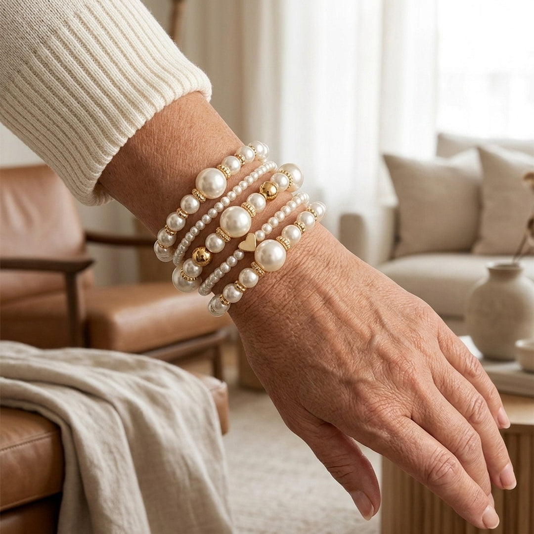 Gold-Tone Pearl Bracelet Set