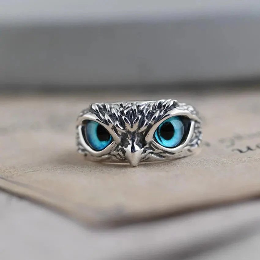 Sterling Silver Owl Design Adjustable Ring