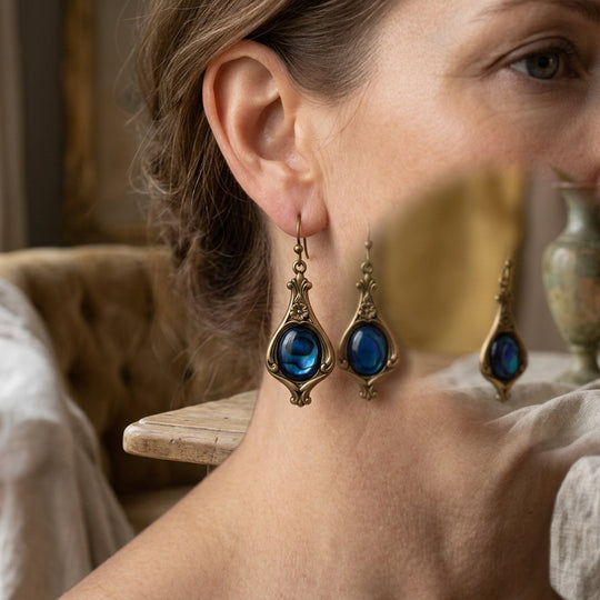 Vintage Ornate Teardrop Dangle Earrings