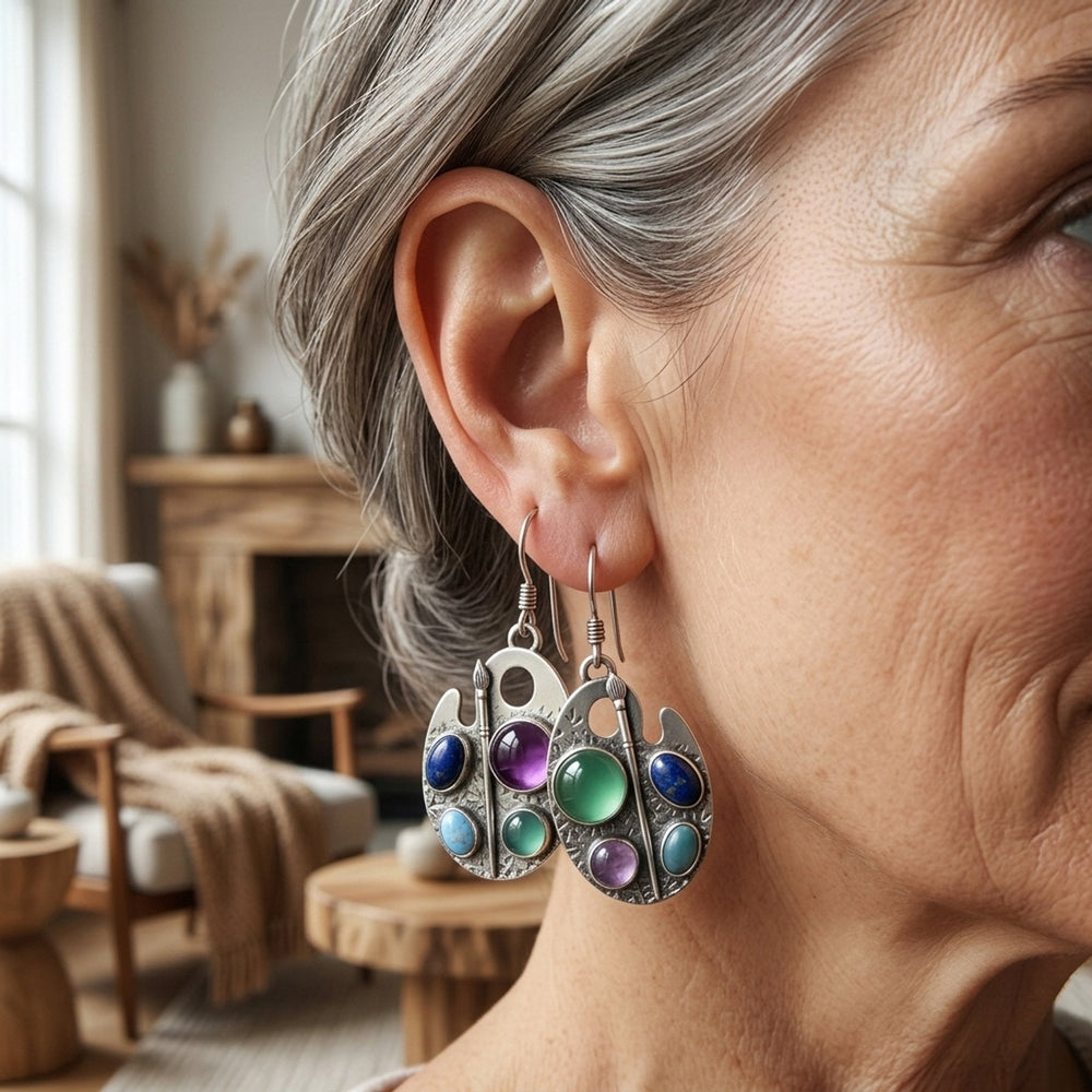 Multi-Stone Sterling Silver Drop Earrings