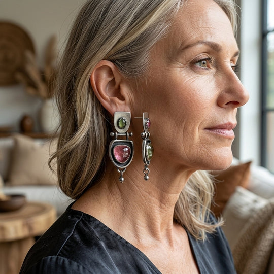 Sterling Silver Multi-Stone Drop Earrings