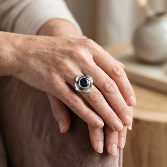 Sterling Silver Bezel Set Flower Ring