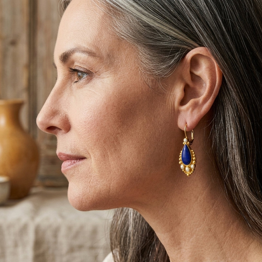 Gold-Plated Pearl Teardrop Leverback Earrings