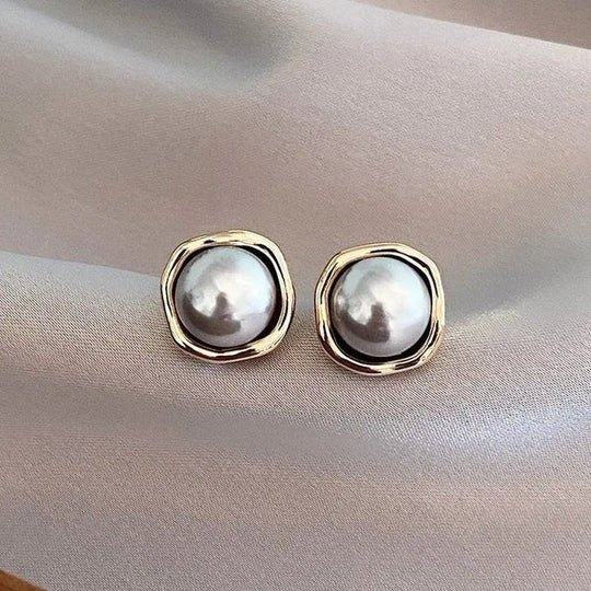 Gold-Plated Pearl Stud Earrings