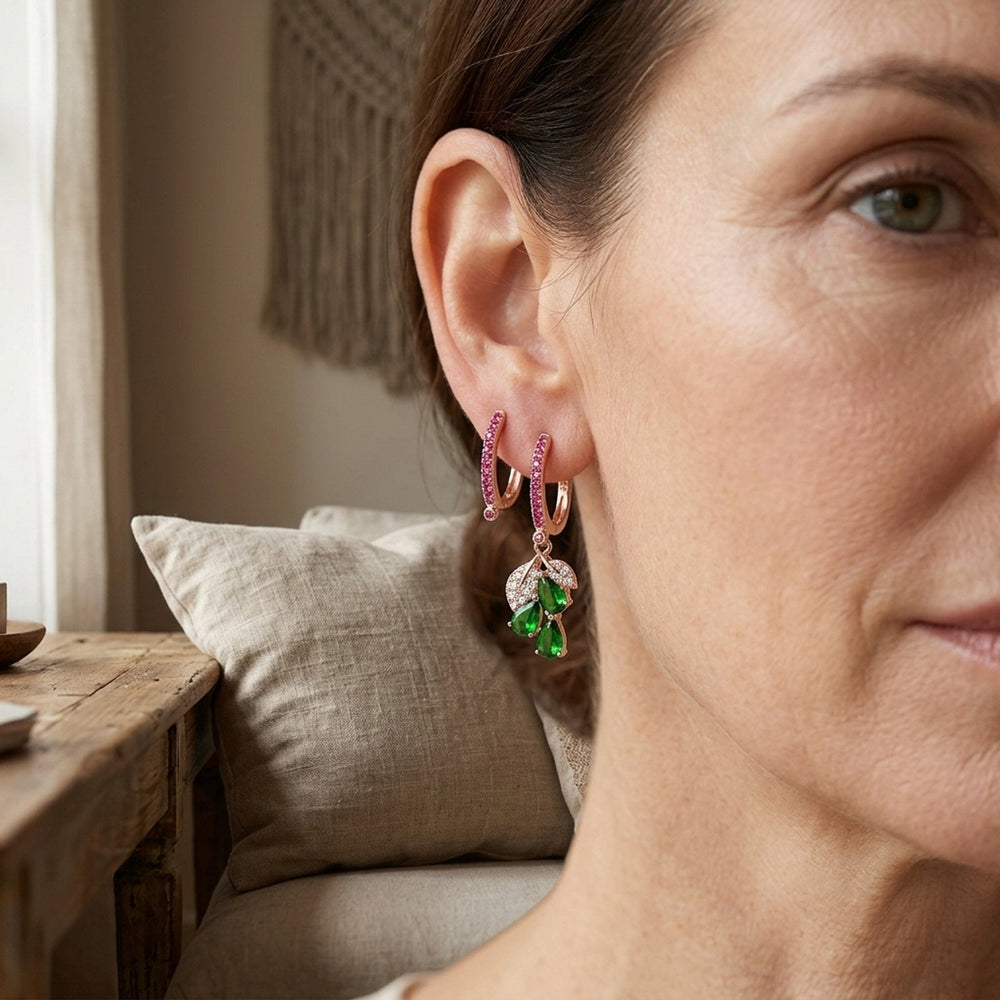 Gold Plated Pear Drop Hoop Earrings