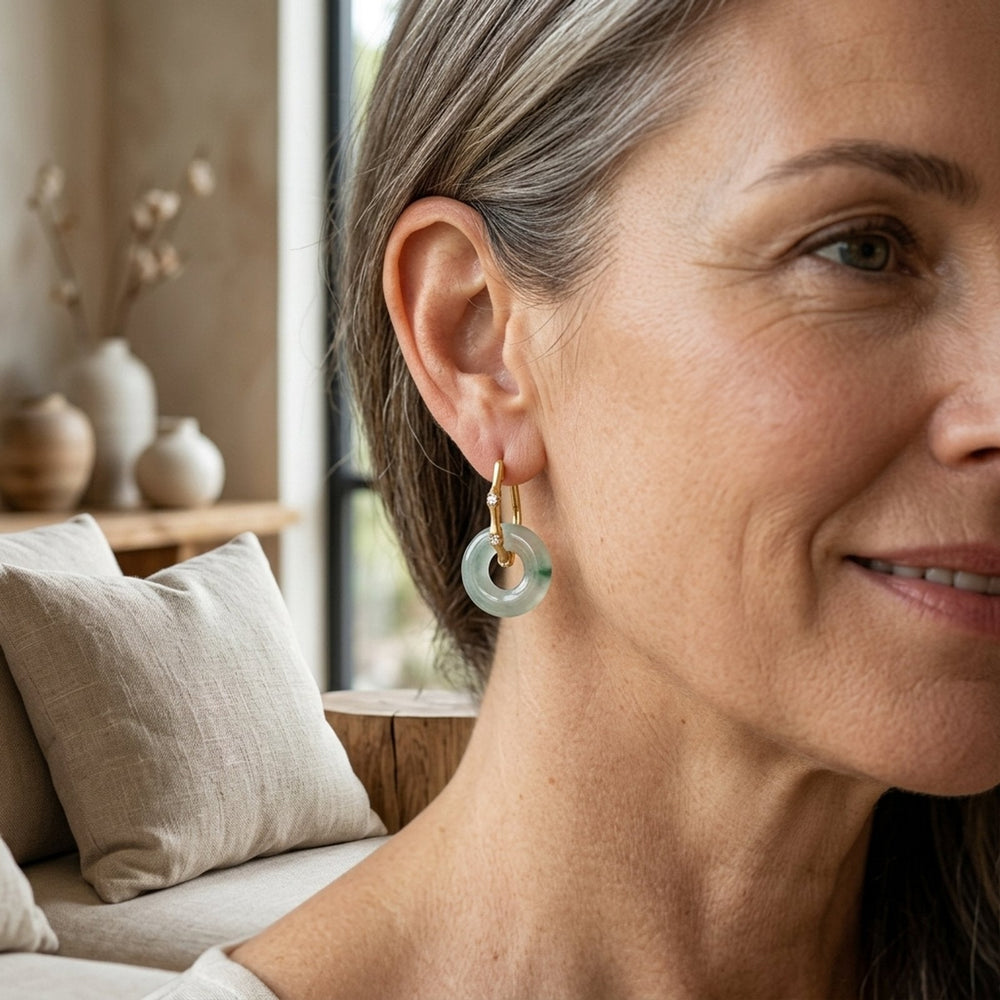 Stone Circle Drop Earrings
