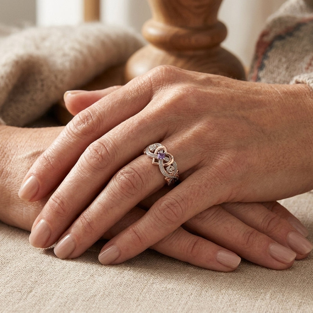 Two-Tone Heart Filigree Ring