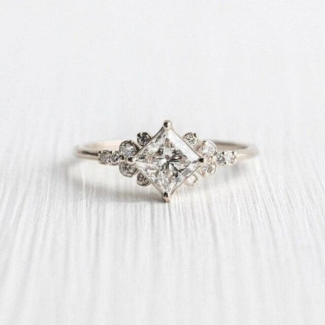 Princess Cut Cubic Zirconia Silver Ring
