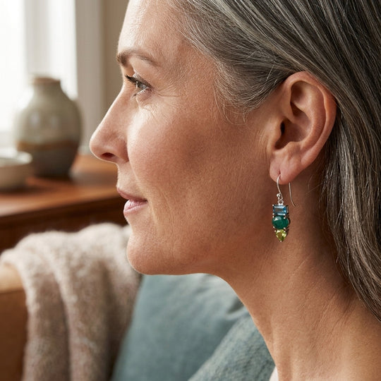Multi-Stone Sterling Silver Drop Earrings