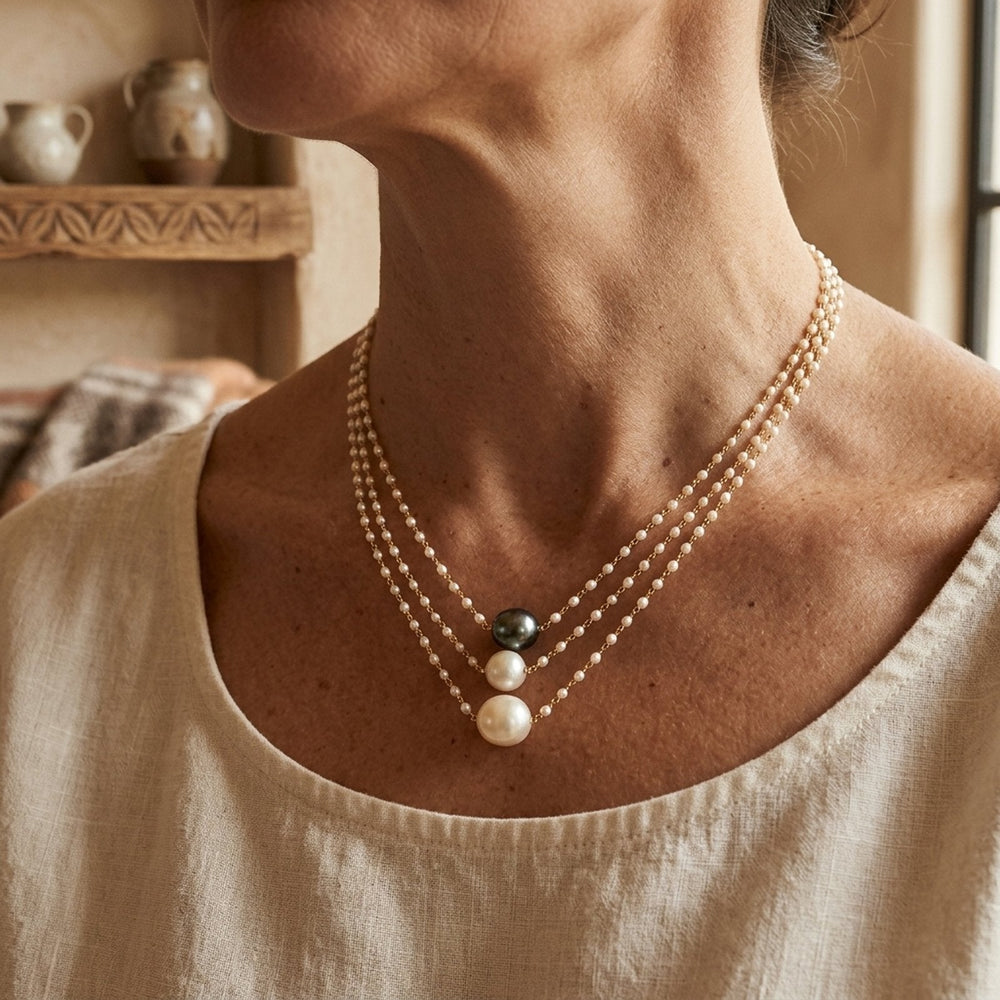Layered Baroque Pearl Chain Necklace