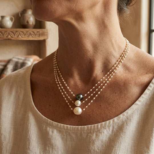 Layered Baroque Pearl Chain Necklace